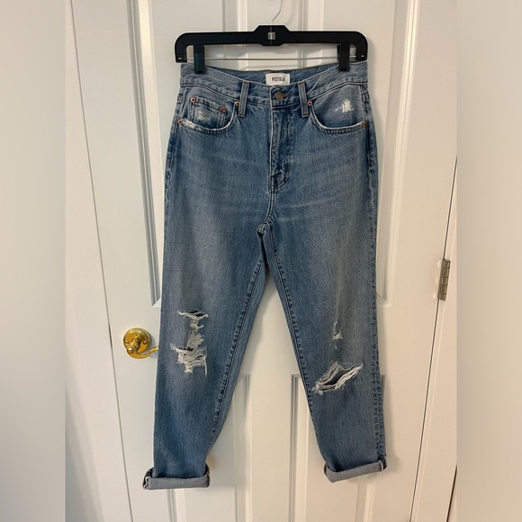 Pistola Denim NWOT Presley Distressed Relaxed Roller Jeans Medium Wash - Picture 4 of 8